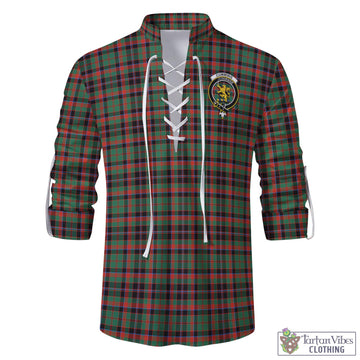 Cumming Hunting Ancient Tartan Men's Scottish Traditional Jacobite Ghillie Kilt Shirt with Family Crest