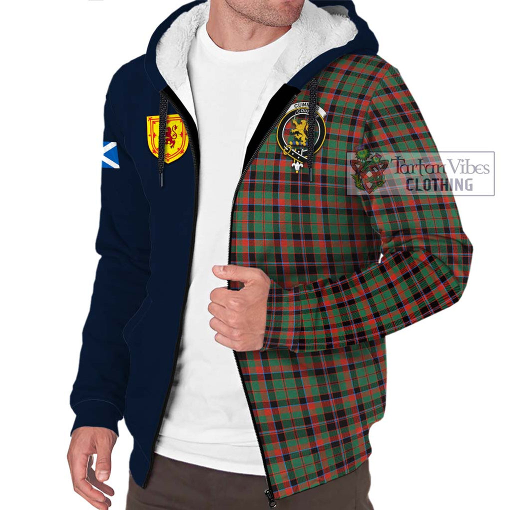 Tartan Vibes Clothing Cumming Hunting Ancient Tartan Sherpa Hoodie with Scottish Lion Royal Arm Half Style