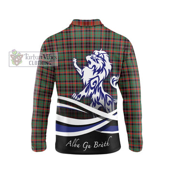 Cumming Hunting Ancient Tartan Long Sleeve Polo Shirt with Alba Gu Brath Regal Lion Emblem