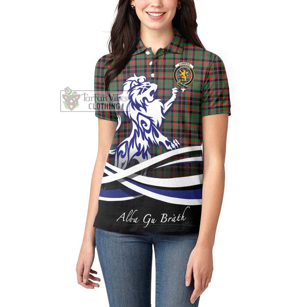 Cumming Hunting Ancient Tartan Women's Polo Shirt with Alba Gu Brath Regal Lion Emblem - Tartanvibesclothing Shop