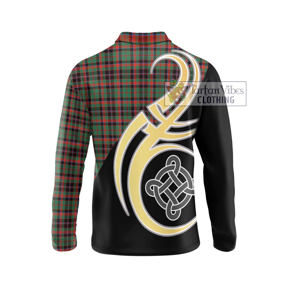 Cumming Hunting Ancient Tartan Long Sleeve Polo Shirt with Family Crest and Celtic Symbol Style - Tartan Vibes Clothing