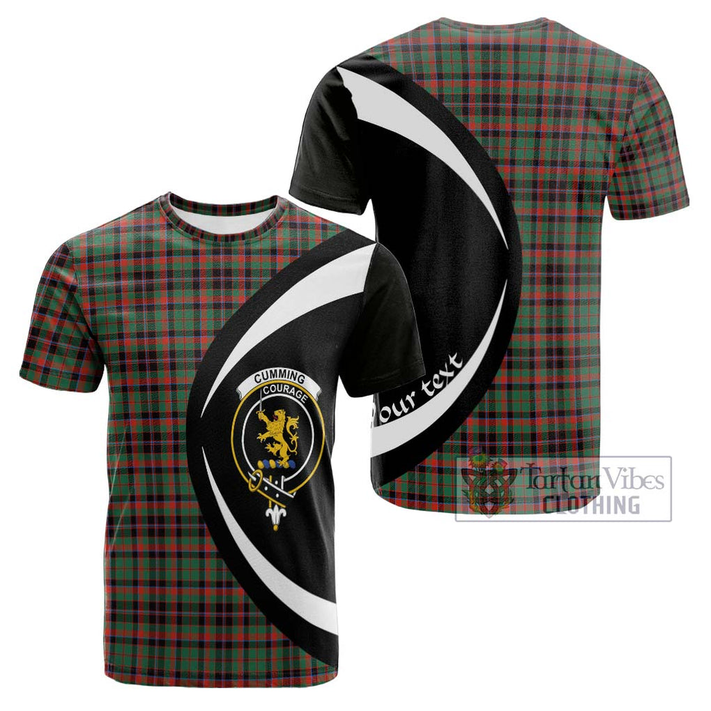 Tartan Vibes Clothing Cumming Hunting Ancient Tartan Cotton T-shirt with Family Crest Circle Style