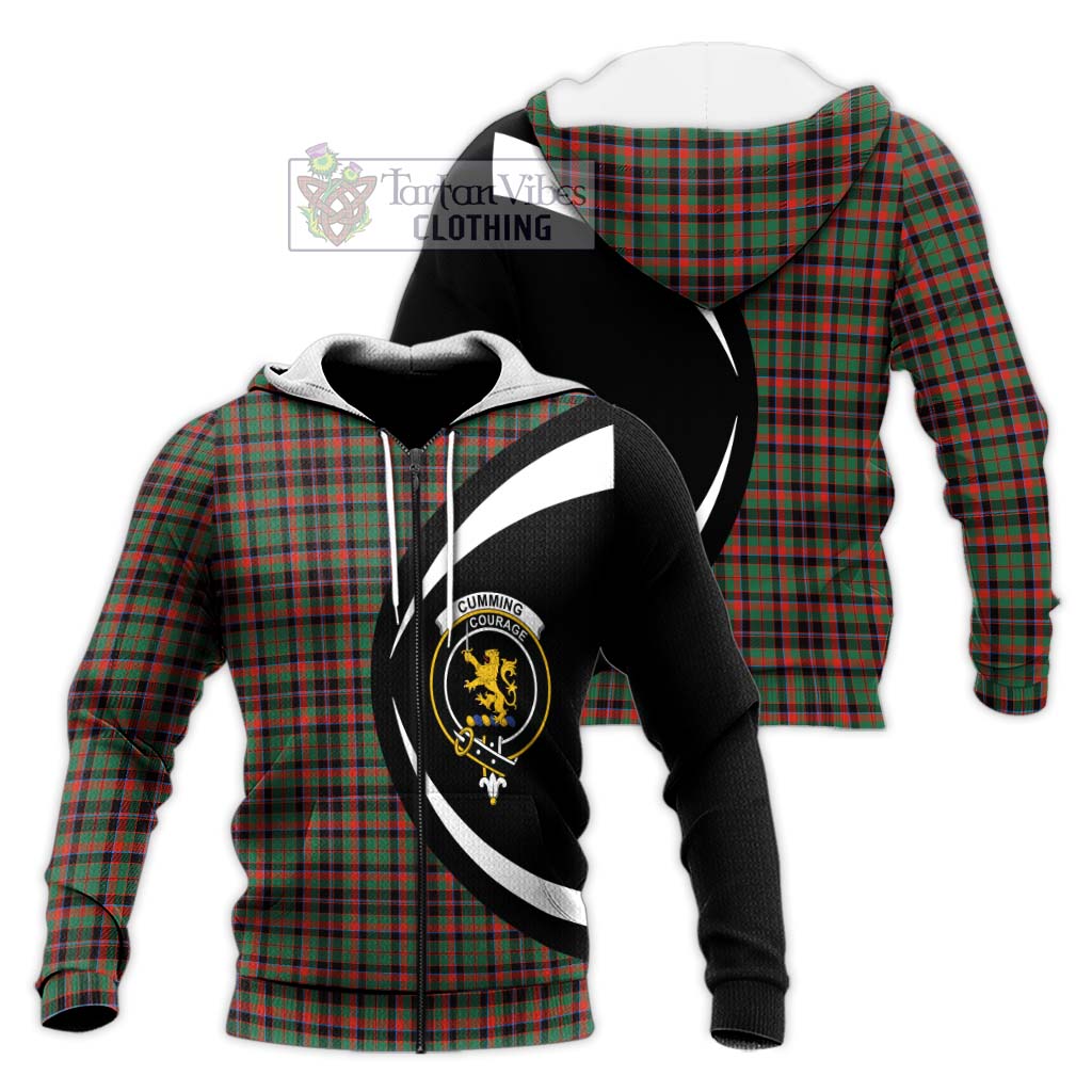 Cumming Hunting Ancient Tartan Knitted Hoodie with Family Crest Circle Style Unisex Knitted Zip Hoodie - Tartan Vibes Clothing