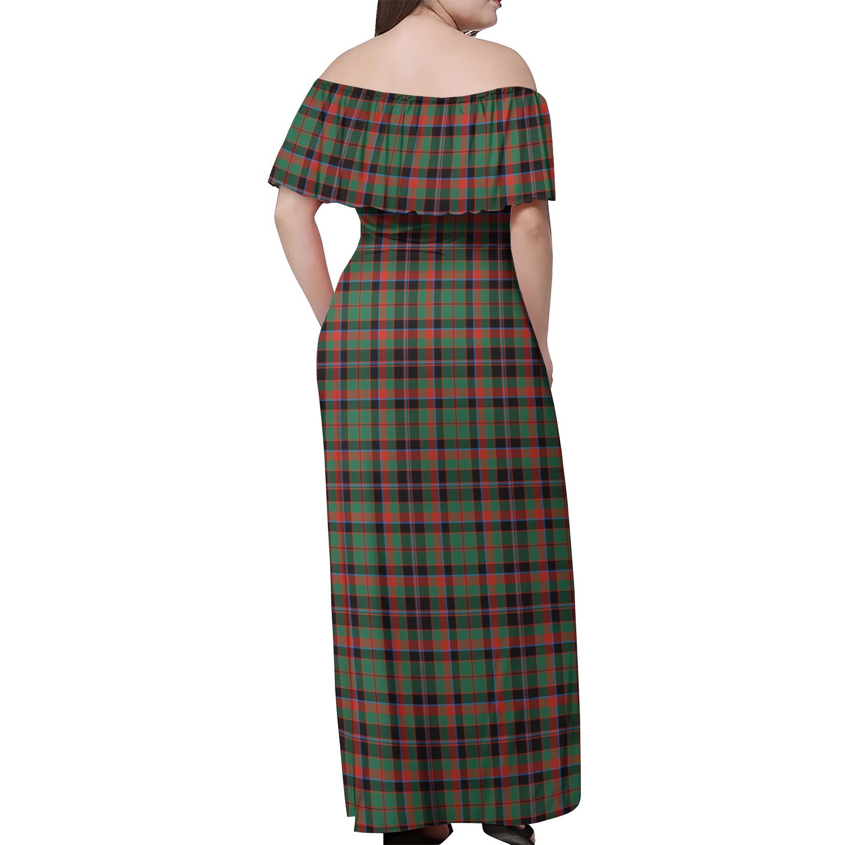 Cumming Hunting Ancient Tartan Off Shoulder Long Dress - Tartanvibesclothing