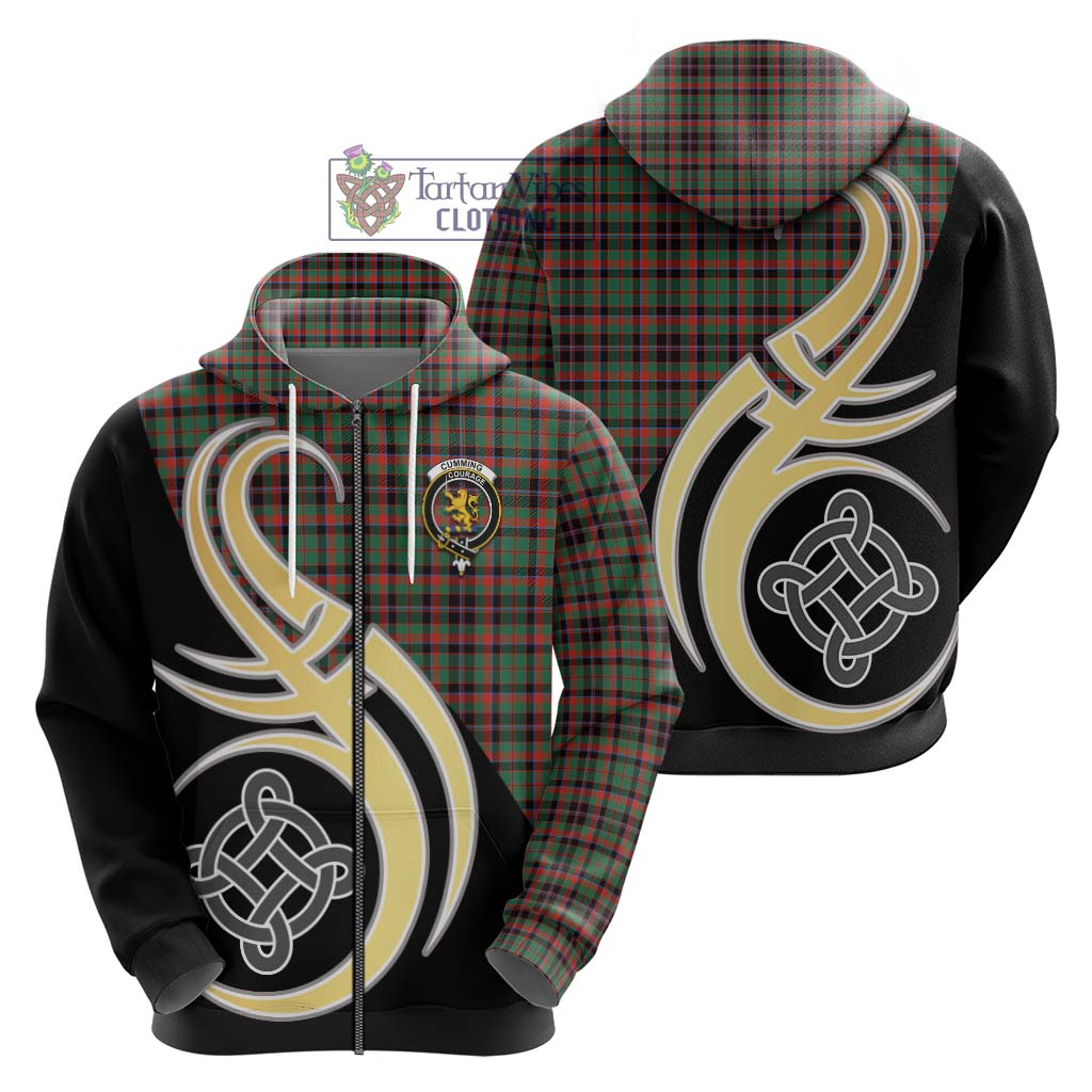 Cumming Hunting Ancient Tartan Hoodie with Family Crest and Celtic Symbol Style - Tartan Vibes Clothing