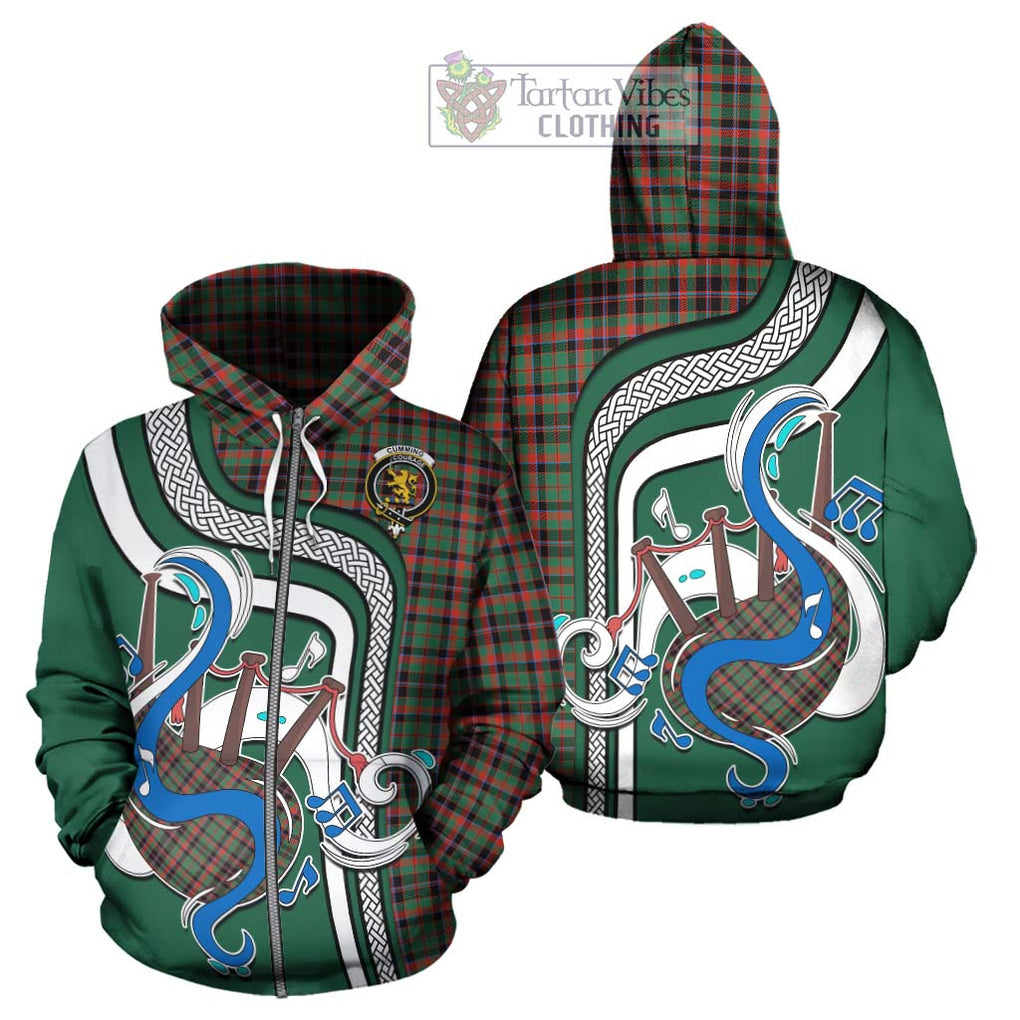 Cumming Hunting Ancient Tartan Hoodie with Epic Bagpipe Style - Tartanvibesclothing Shop