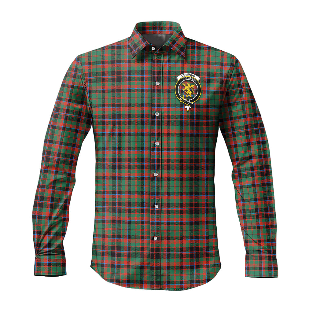 cumming-hunting-ancient-tartan-long-sleeve-button-up-shirt-with-family-crest