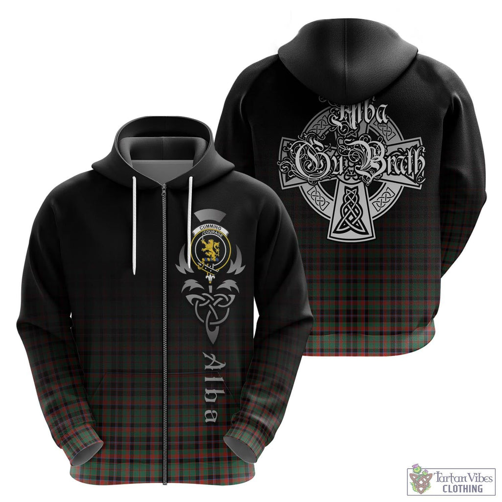 Tartan Vibes Clothing Cumming Hunting Ancient Tartan Hoodie Featuring Alba Gu Brath Family Crest Celtic Inspired