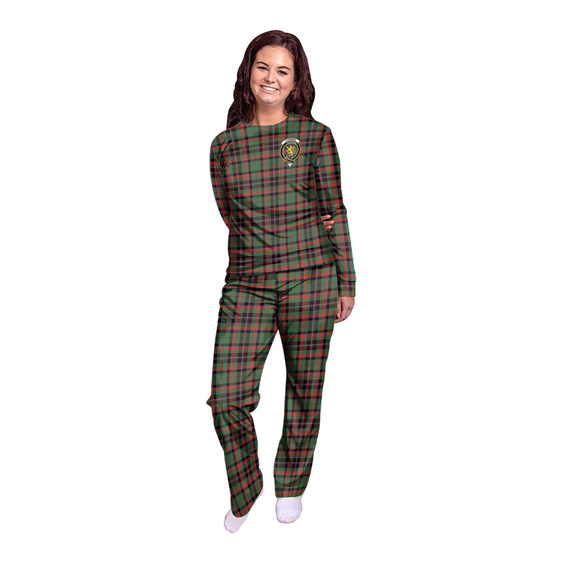 Cumming Hunting Ancient Tartan Pajamas Family Set with Family Crest - Tartan Vibes Clothing