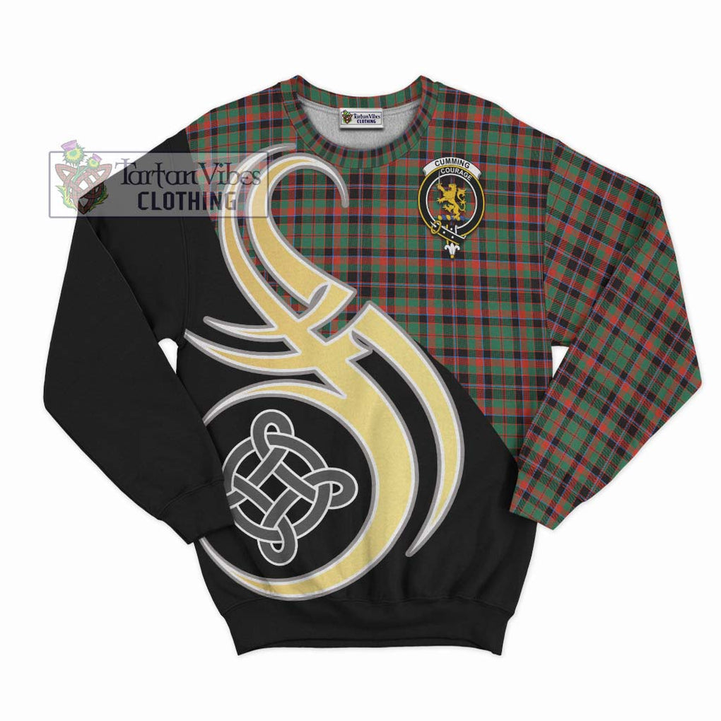 Cumming Hunting Ancient Tartan Sweatshirt with Family Crest and Celtic Symbol Style - Tartan Vibes Clothing