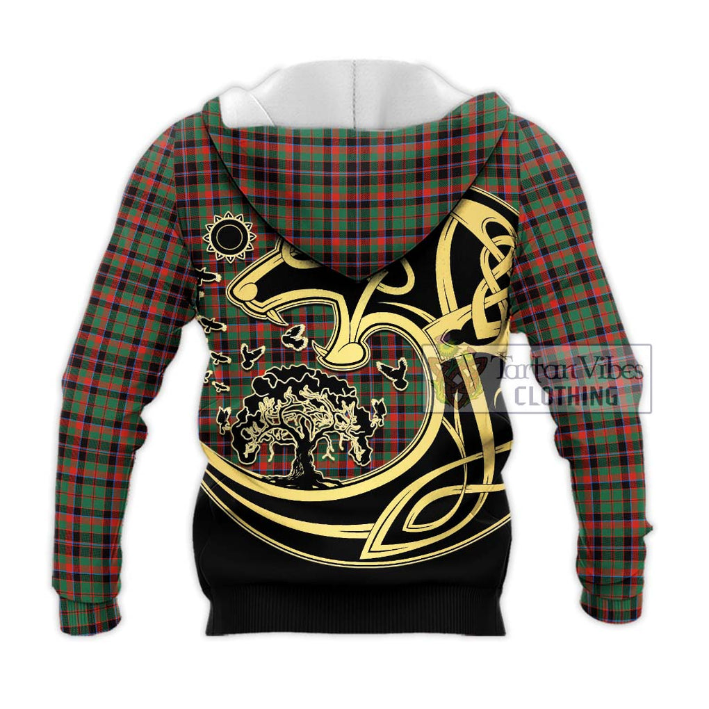 Cumming Hunting Ancient Tartan Knitted Hoodie with Family Crest Celtic Wolf Style - Tartan Vibes Clothing