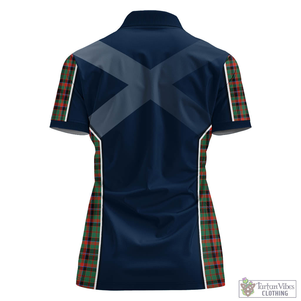 Cumming Hunting Ancient Tartan Women's Polo Shirt with Family Crest and Lion Rampant Vibes Sport Style - Tartan Vibes Clothing