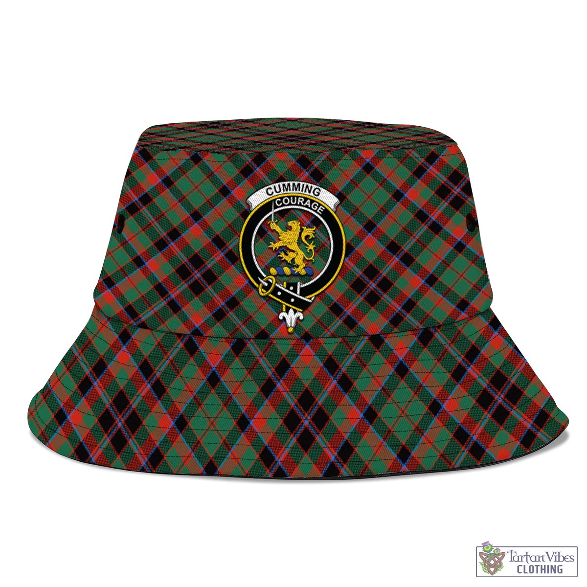 Tartan Vibes Clothing Cumming Hunting Ancient Tartan Bucket Hat with Family Crest