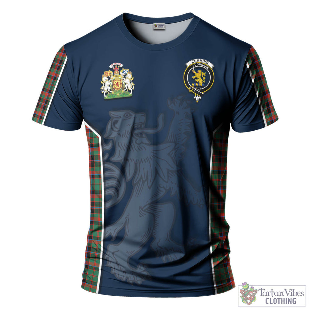 Tartan Vibes Clothing Cumming Hunting Ancient Tartan T-Shirt with Family Crest and Lion Rampant Vibes Sport Style