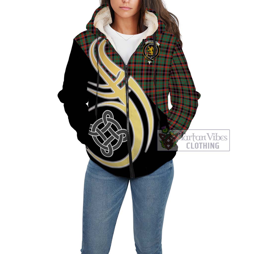 Cumming Hunting Ancient Tartan Sherpa Hoodie with Family Crest and Celtic Symbol Style Unisex - Tartan Vibes Clothing