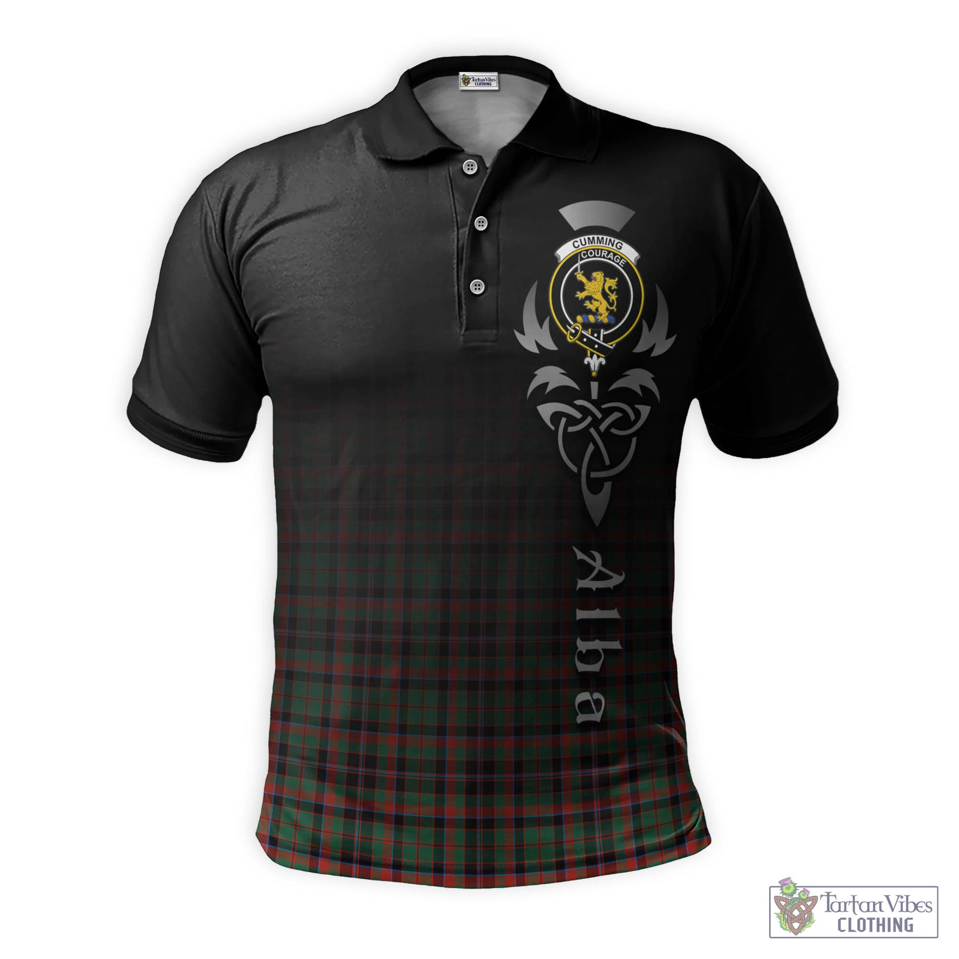 Tartan Vibes Clothing Cumming Hunting Ancient Tartan Polo Shirt Featuring Alba Gu Brath Family Crest Celtic Inspired