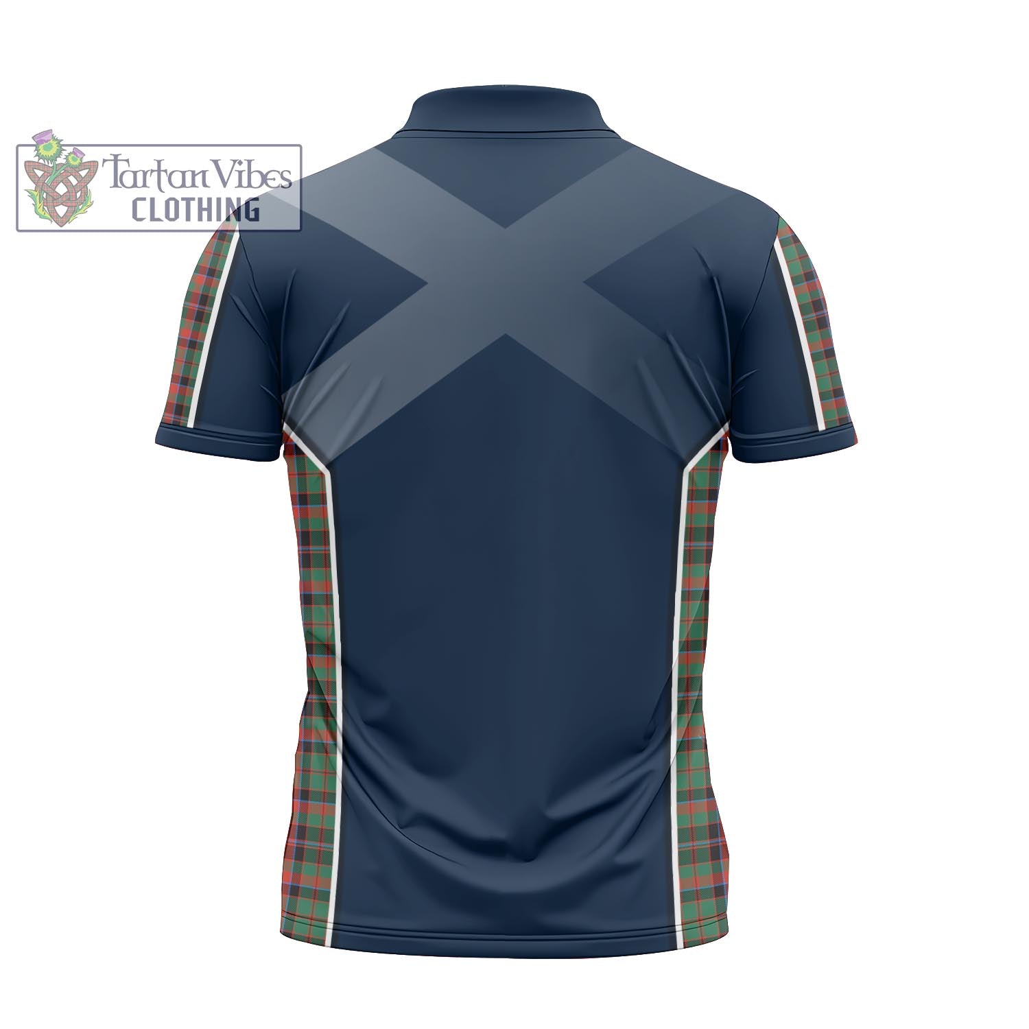 Tartan Vibes Clothing Cumming Hunting Ancient Tartan Zipper Polo Shirt with Family Crest and Scottish Thistle Vibes Sport Style