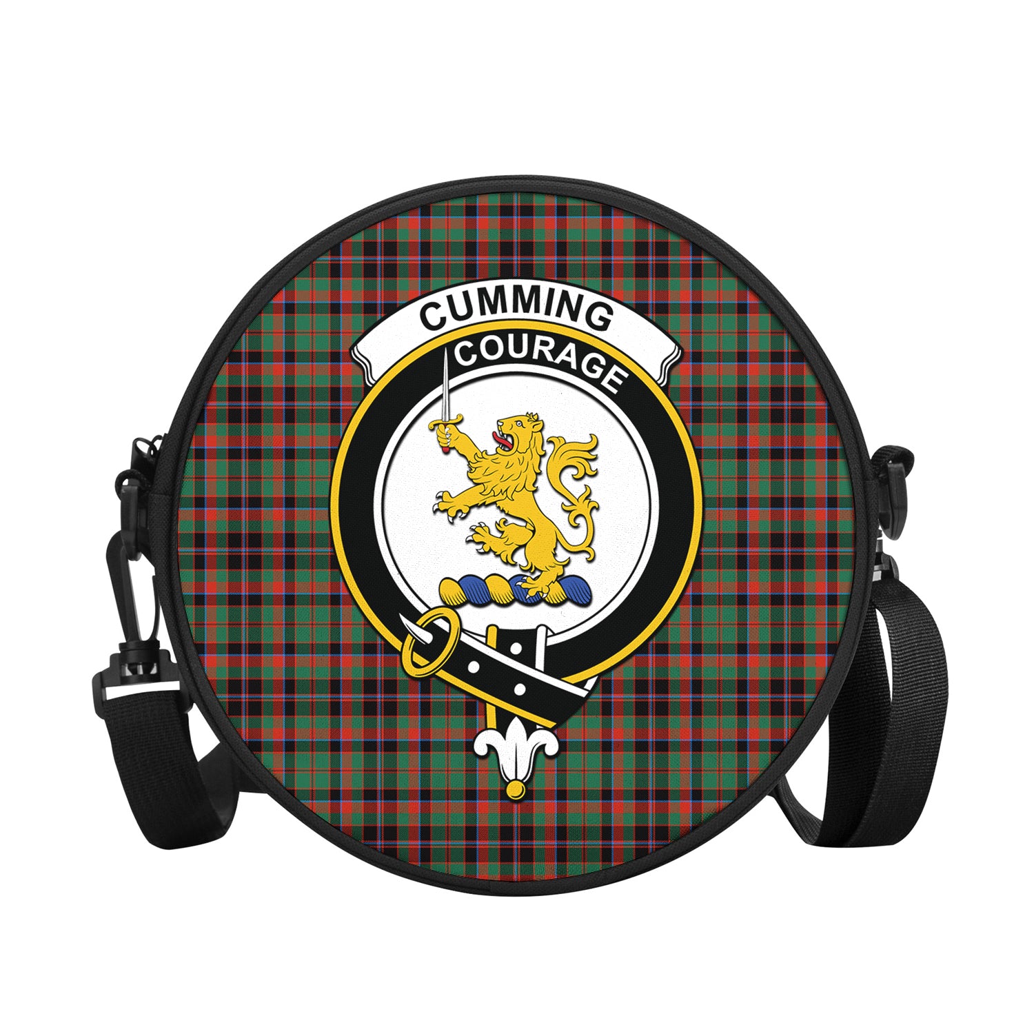 cumming-hunting-ancient-tartan-round-satchel-bags-with-family-crest