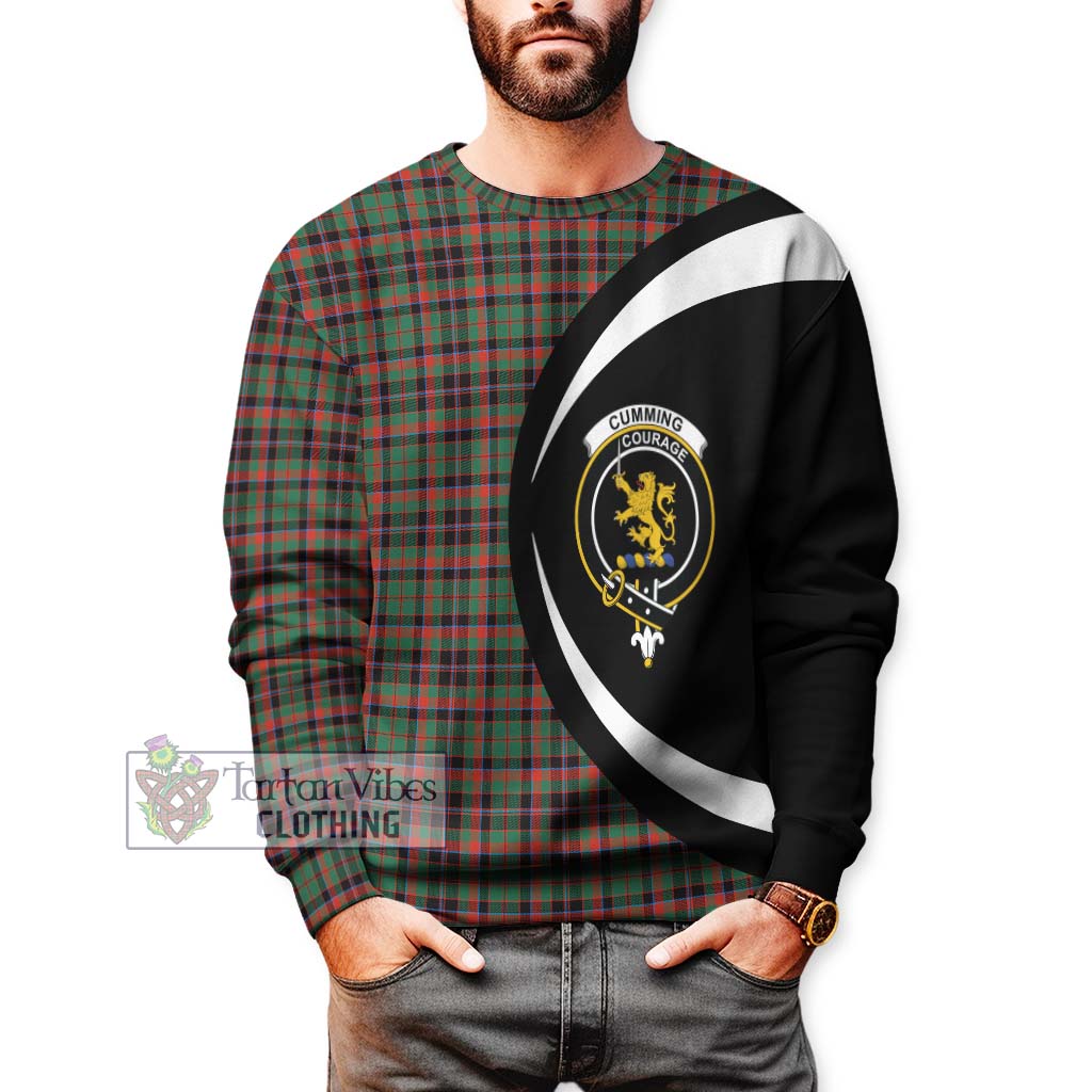 Cumming Hunting Ancient Tartan Sweatshirt with Family Crest Circle Style - Tartan Vibes Clothing