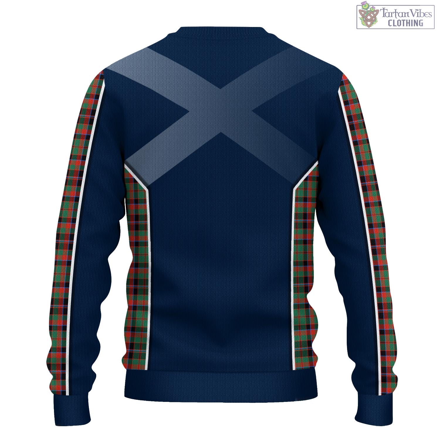 Tartan Vibes Clothing Cumming Hunting Ancient Tartan Knitted Sweatshirt with Family Crest and Scottish Thistle Vibes Sport Style