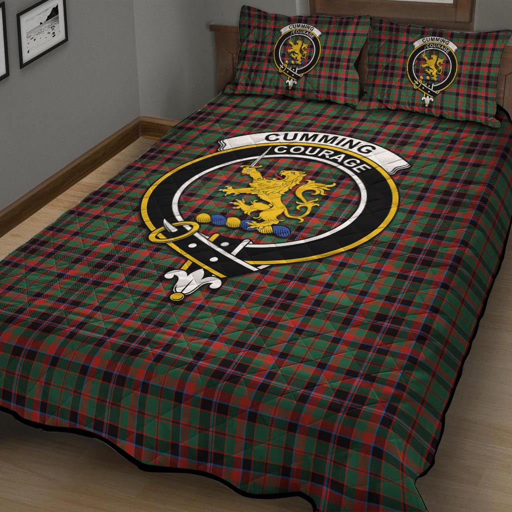 Cumming Hunting Ancient Tartan Quilt Bed Set with Family Crest - Tartan Vibes Clothing