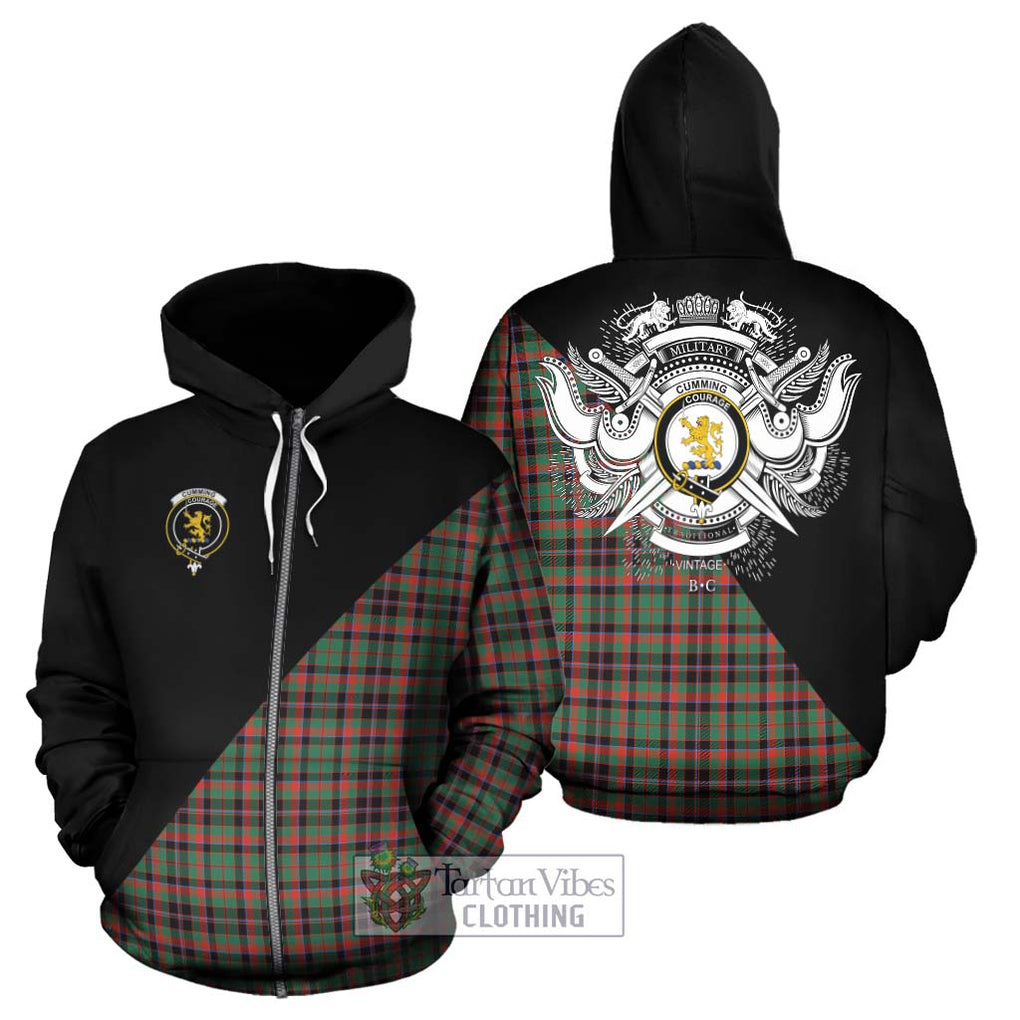 Cumming Hunting Ancient Tartan Hoodie with Family Crest and Military Logo Style - Tartanvibesclothing Shop