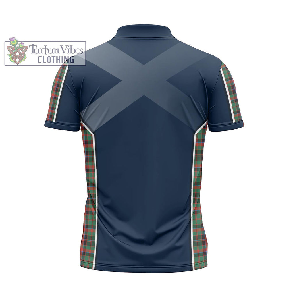 Tartan Vibes Clothing Cumming Hunting Ancient Tartan Zipper Polo Shirt with Family Crest and Lion Rampant Vibes Sport Style