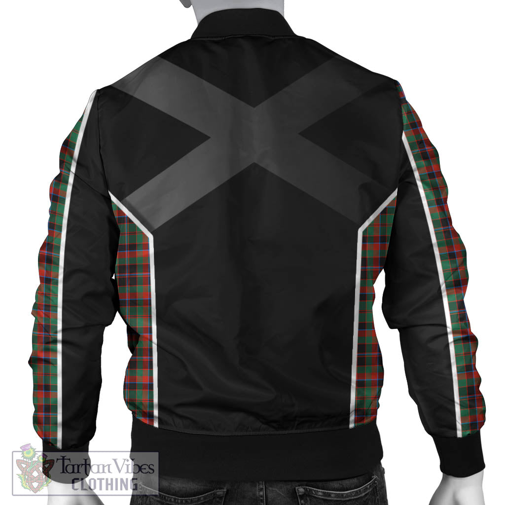 Tartan Vibes Clothing Cumming Hunting Ancient Tartan Bomber Jacket with Family Crest and Scottish Thistle Vibes Sport Style