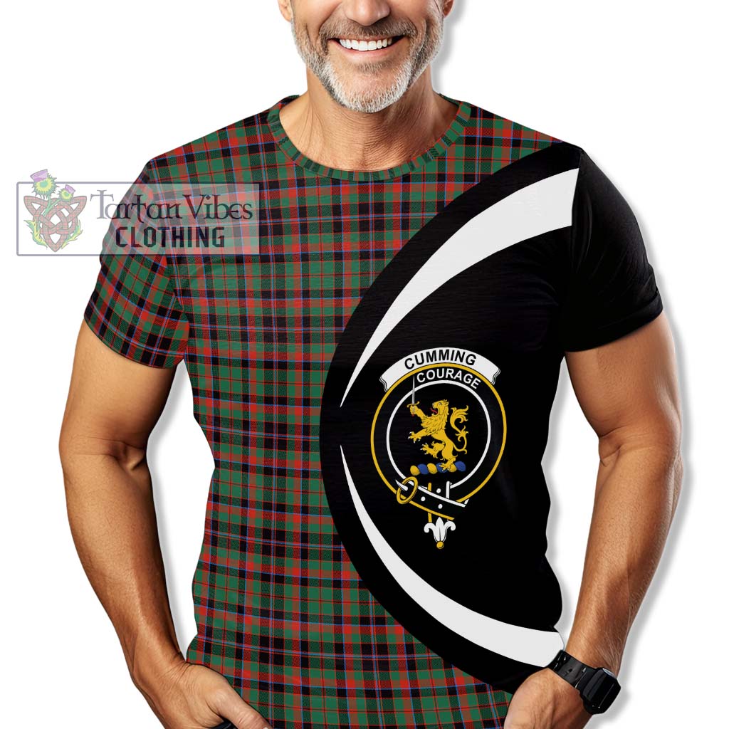 Tartan Vibes Clothing Cumming Hunting Ancient Tartan T-Shirt with Family Crest Circle Style