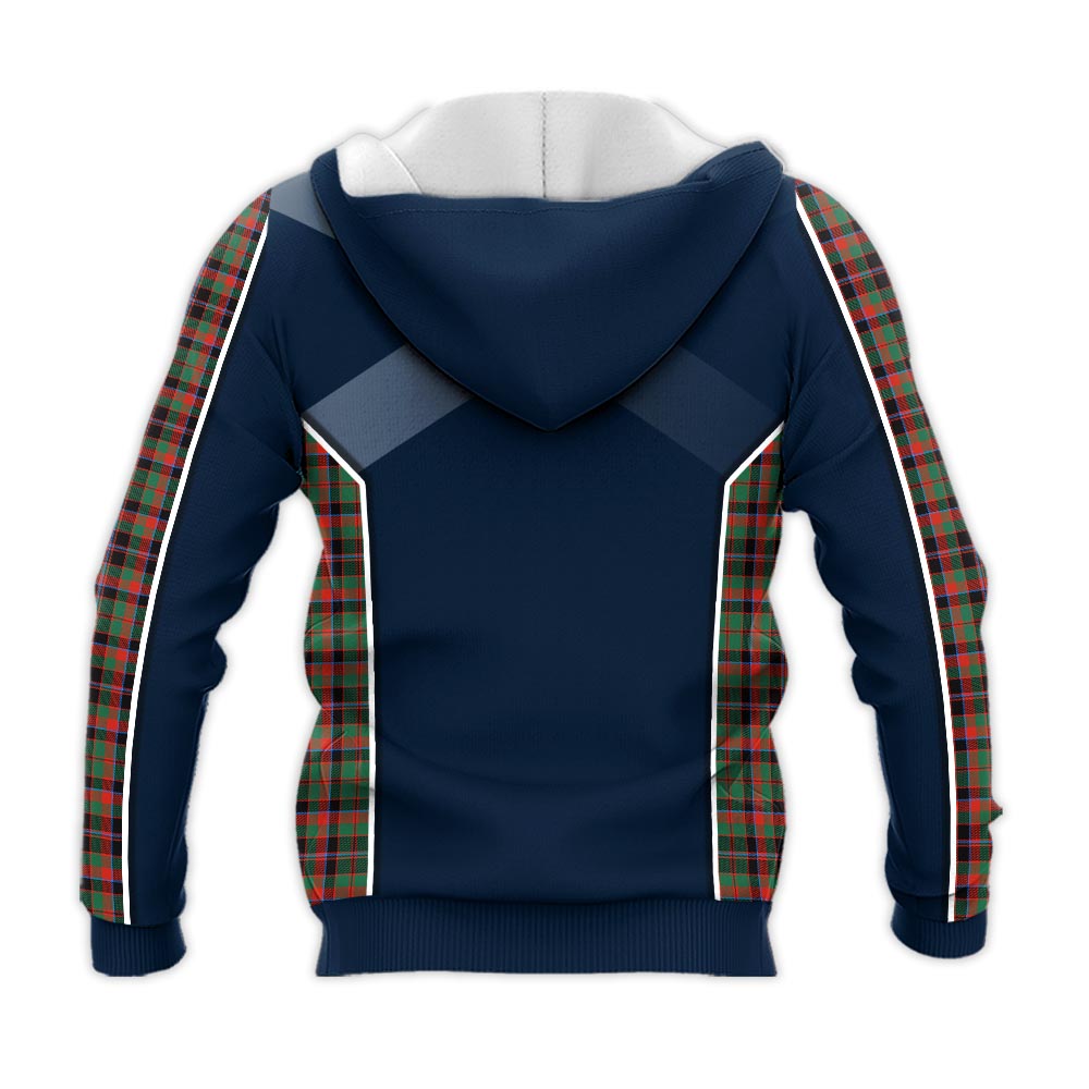 Tartan Vibes Clothing Cumming Hunting Ancient Tartan Knitted Hoodie with Family Crest and Scottish Thistle Vibes Sport Style