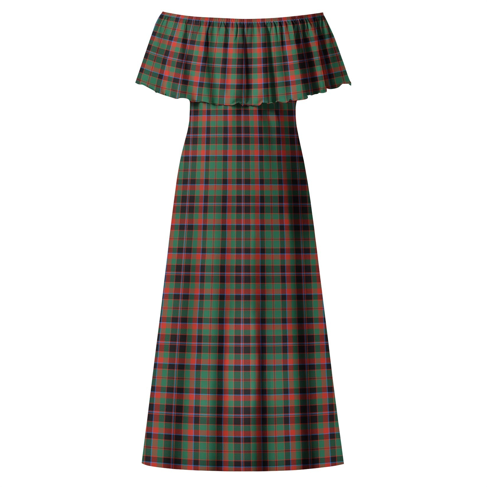 Cumming Hunting Ancient Tartan Off Shoulder Long Dress - Tartanvibesclothing