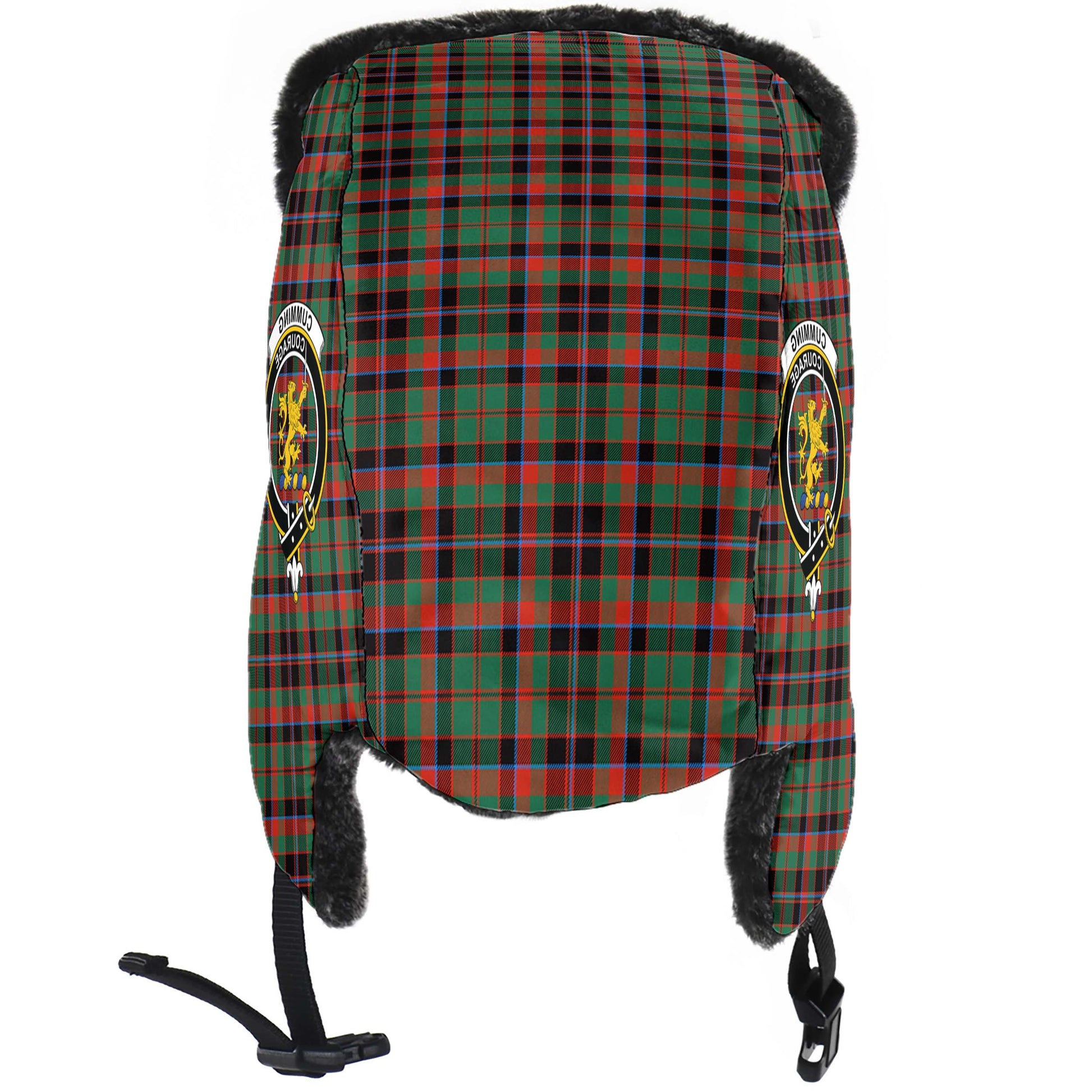 Cumming Hunting Ancient Tartan Winter Trapper Hat with Family Crest - Tartanvibesclothing