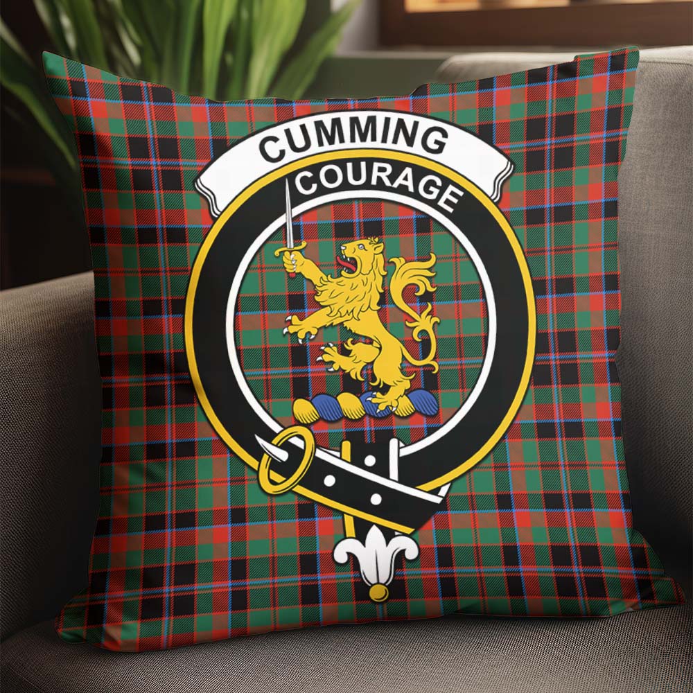 Cumming Hunting Ancient Tartan Pillow Cover with Family Crest - Tartanvibesclothing