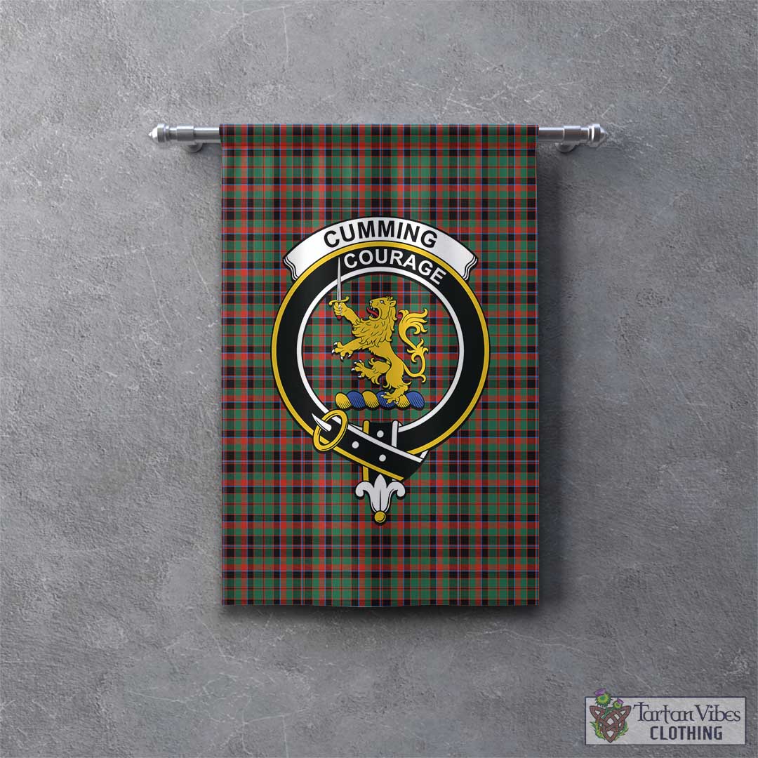 Tartan Vibes Clothing Cumming Hunting Ancient Tartan Gonfalon, Tartan Banner with Family Crest