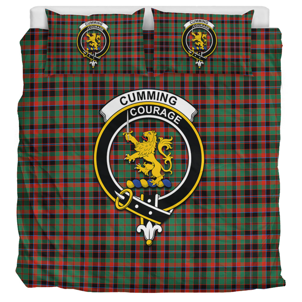 Cumming Hunting Ancient Tartan Bedding Set with Family Crest UK Bedding Set UK Super King 104*94 inch - Tartan Vibes Clothing