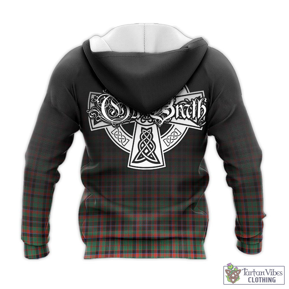 Tartan Vibes Clothing Cumming Hunting Ancient Tartan Knitted Hoodie Featuring Alba Gu Brath Family Crest Celtic Inspired