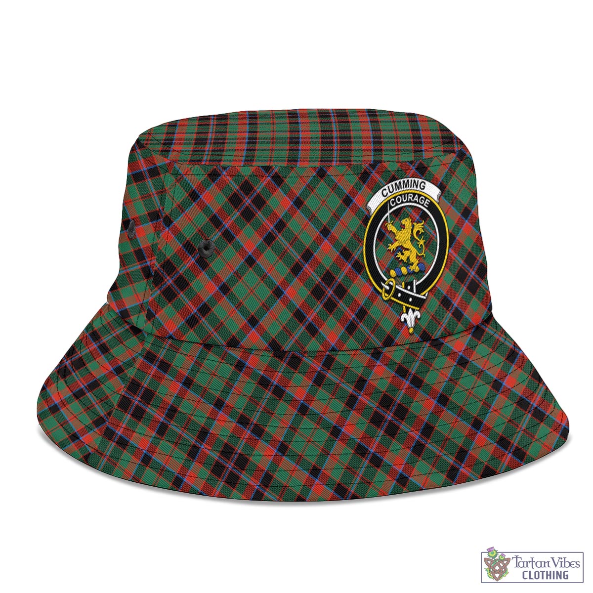 Tartan Vibes Clothing Cumming Hunting Ancient Tartan Bucket Hat with Family Crest