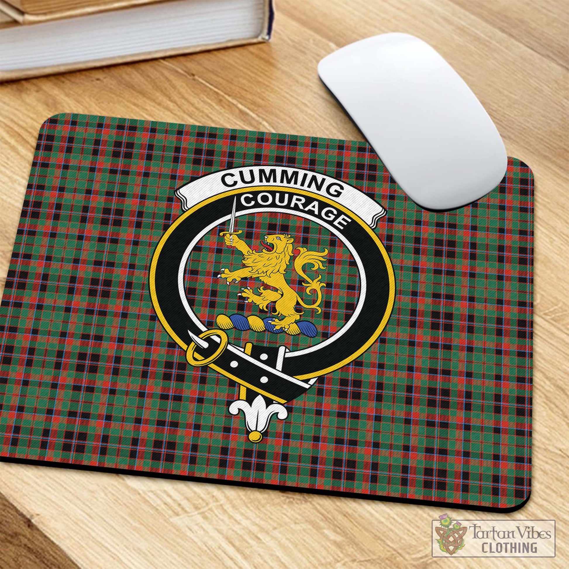 Tartan Vibes Clothing Cumming Hunting Ancient Tartan Mouse Pad with Family Crest