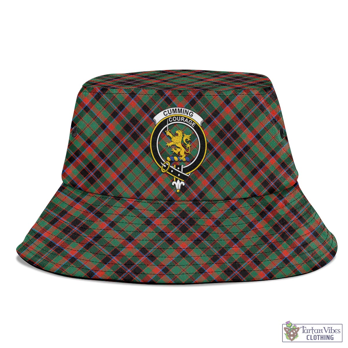 Tartan Vibes Clothing Cumming Hunting Ancient Tartan Bucket Hat with Family Crest