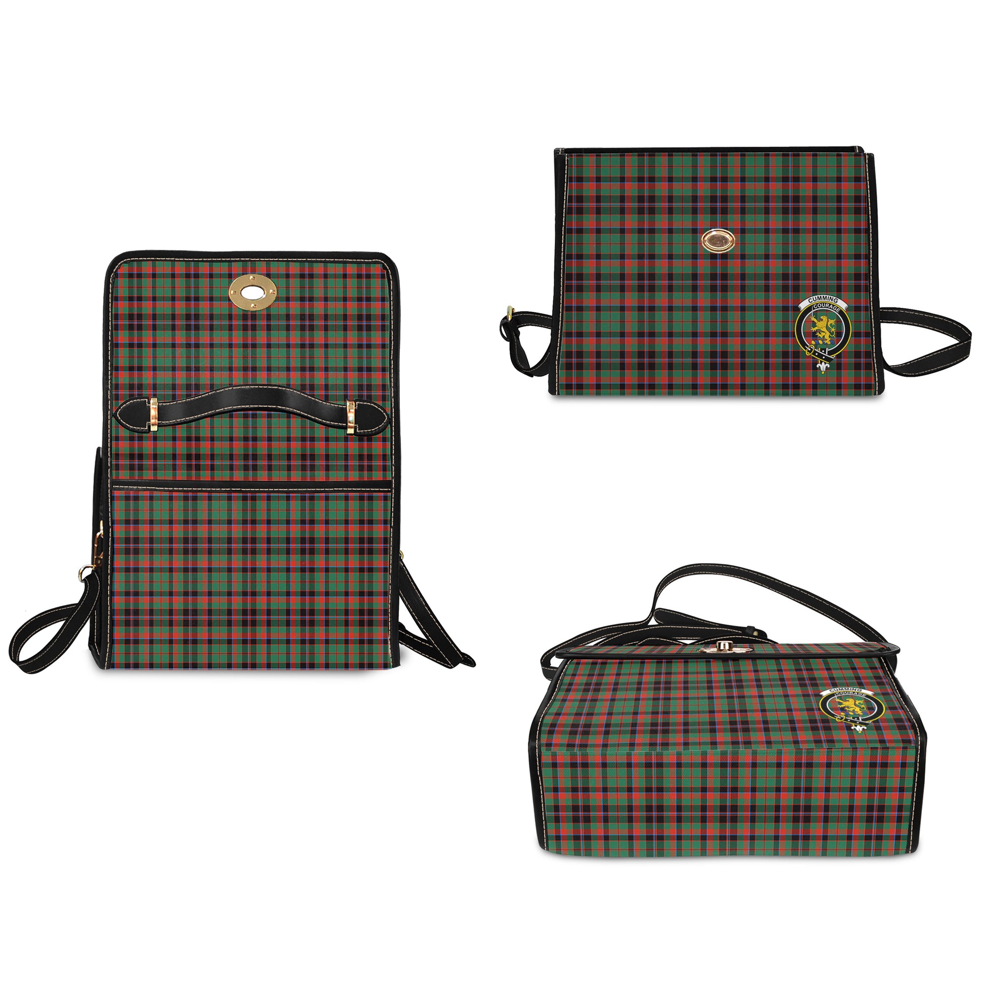 cumming-hunting-ancient-tartan-leather-strap-waterproof-canvas-bag-with-family-crest