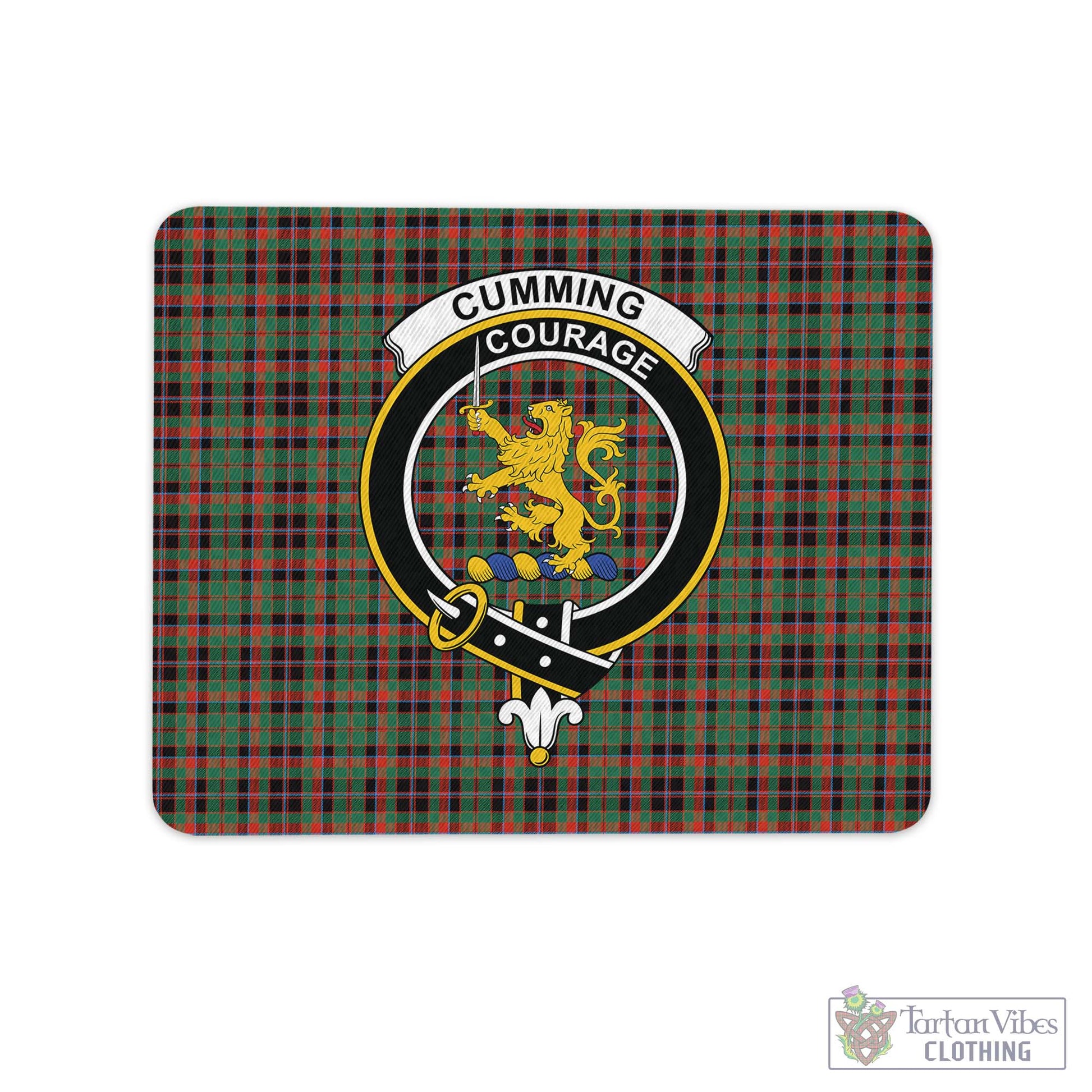 Tartan Vibes Clothing Cumming Hunting Ancient Tartan Mouse Pad with Family Crest