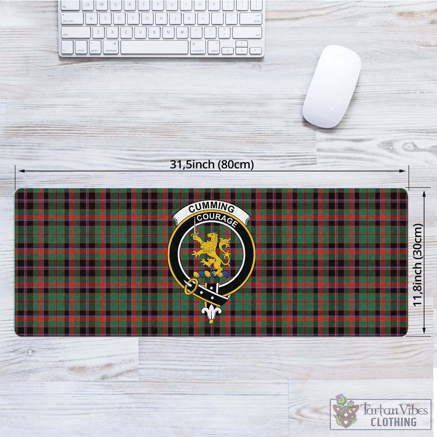 Tartan Vibes Clothing Cumming Hunting Ancient Tartan Mouse Pad with Family Crest