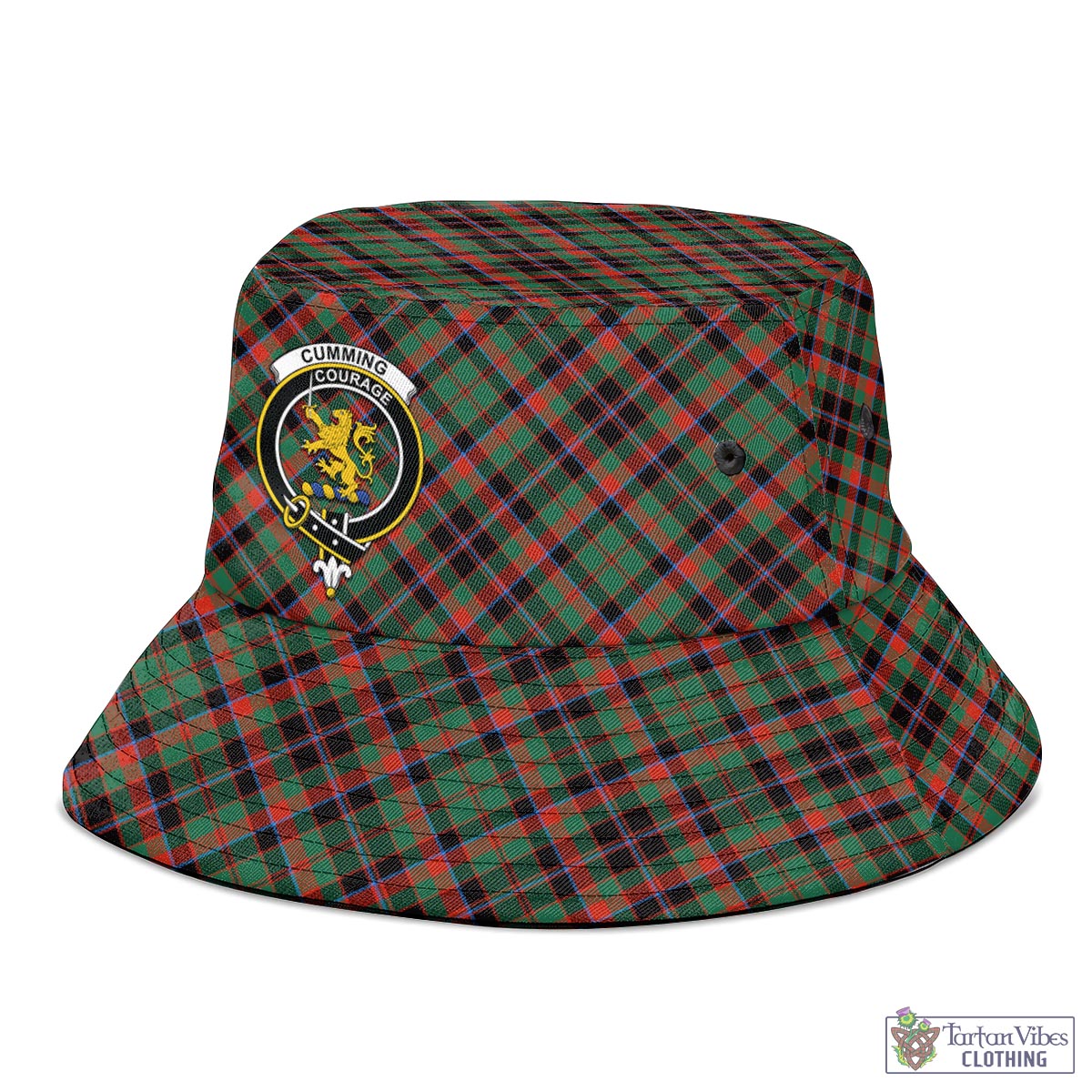 Tartan Vibes Clothing Cumming Hunting Ancient Tartan Bucket Hat with Family Crest