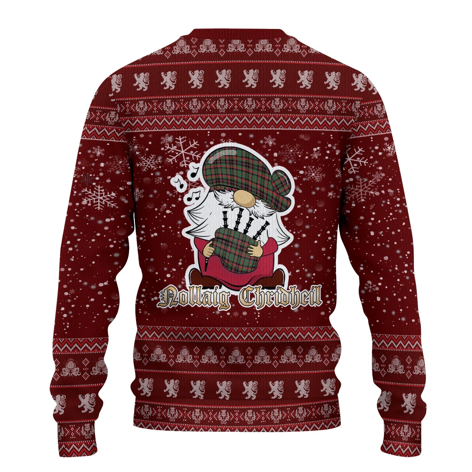 Cumming Hunting Ancient Clan Christmas Family Knitted Sweater with Funny Gnome Playing Bagpipes - Tartanvibesclothing