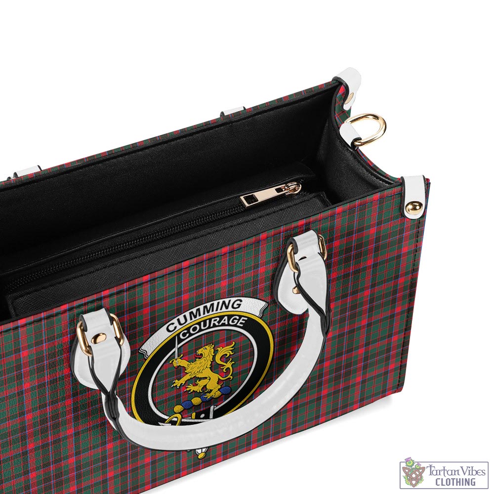 Tartan Vibes Clothing Cumming Hunting Modern Tartan Luxury Leather Handbags with Family Crest