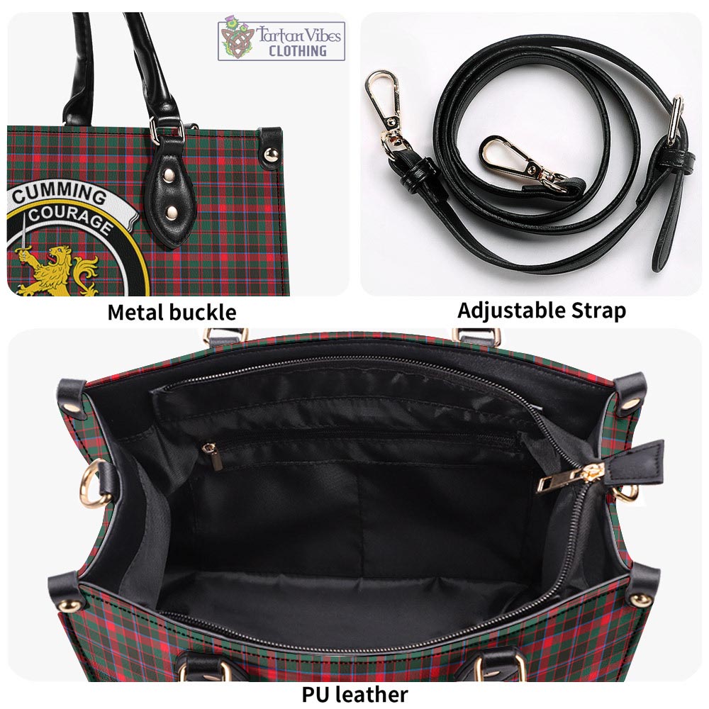 Tartan Vibes Clothing Cumming Hunting Modern Tartan Luxury Leather Handbags with Family Crest