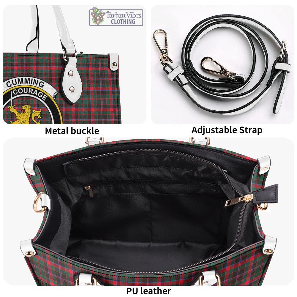 Tartan Vibes Clothing Cumming Hunting Modern Tartan Luxury Leather Handbags with Family Crest