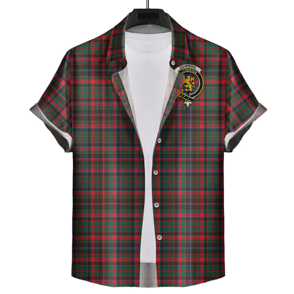 cumming-hunting-modern-tartan-short-sleeve-button-down-shirt-with-family-crest