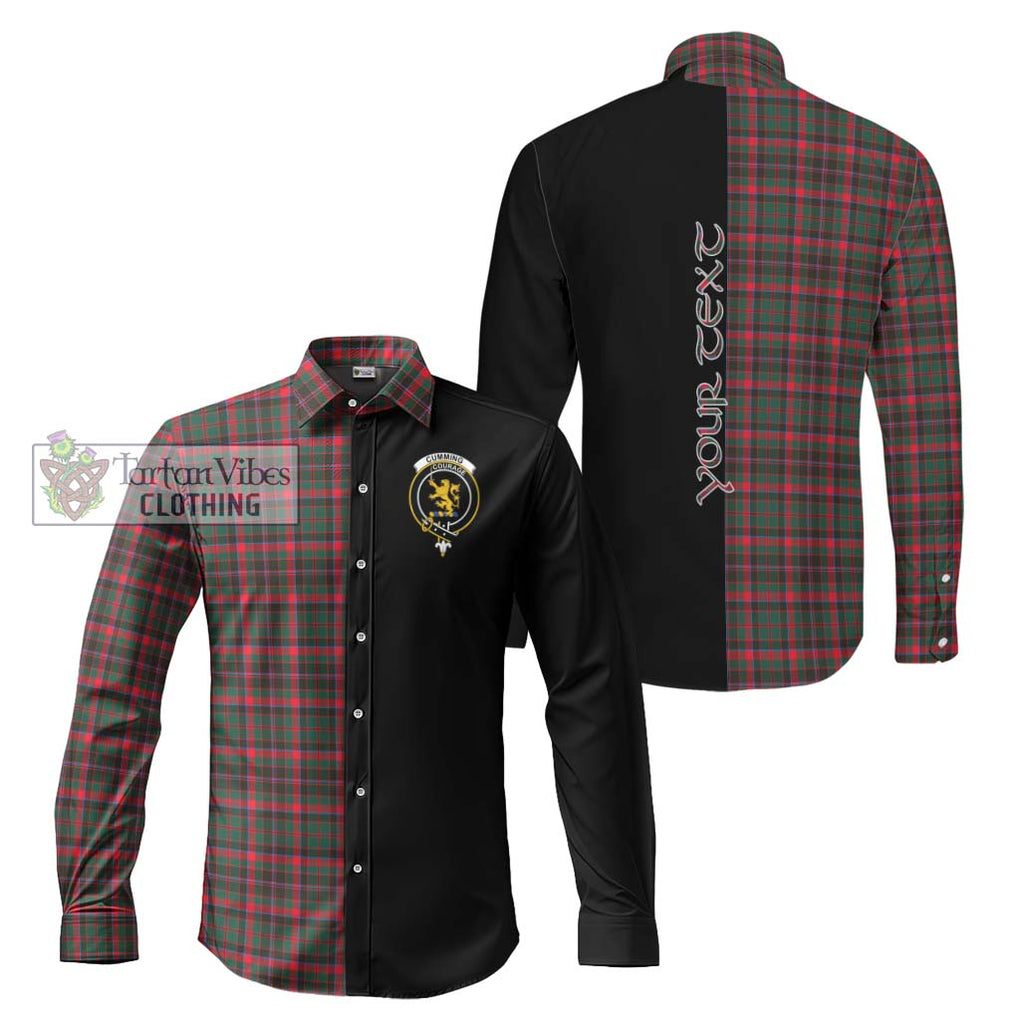 Cumming Hunting Modern Tartan Long Sleeve Button Shirt with Family Crest and Half Of Me Style Men's Shirt S - Tartanvibesclothing Shop