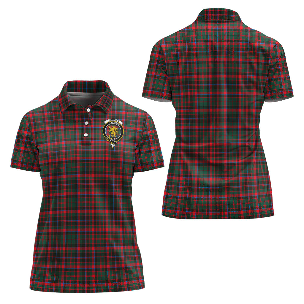 Cumming Hunting Modern Tartan Polo Shirt with Family Crest For Women Women - Tartan Vibes Clothing